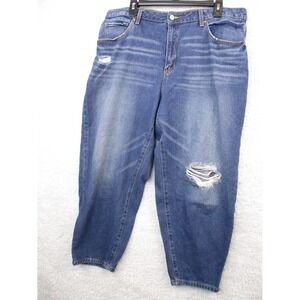 Time and Tru Women's Plus Size 18 High Rise Distressed Jeans Blue Stretch Mom Fi